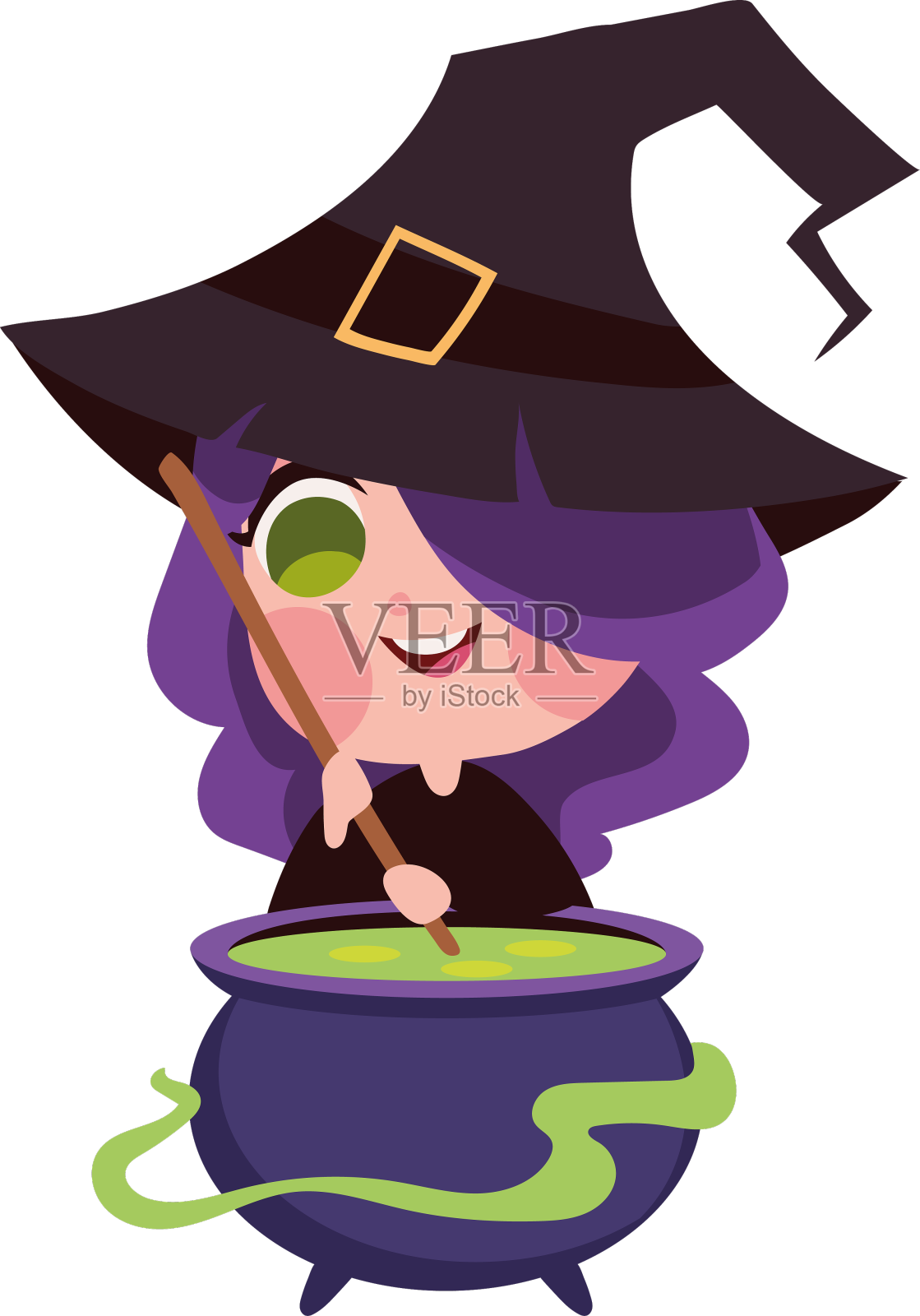 万圣节女巫和大锅设计元素图片