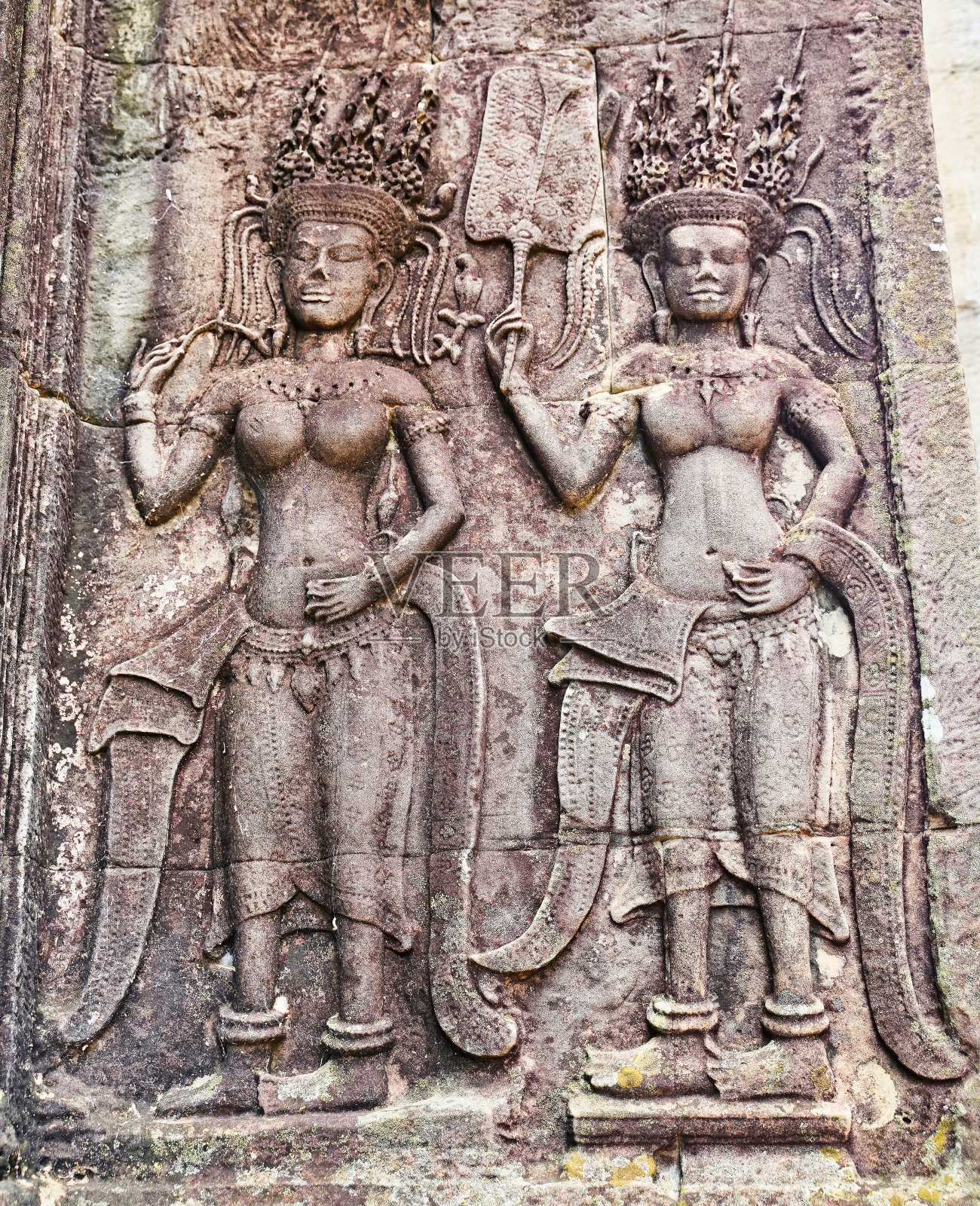 吴哥高棉飞天浮雕照片摄影图片