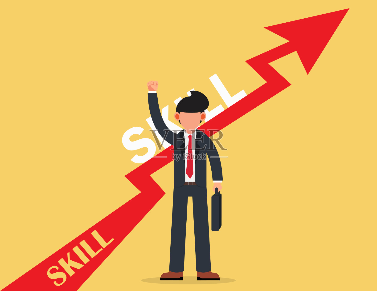 新技能，提高职业资格观念。商人技巧为正进步。插画图片素材