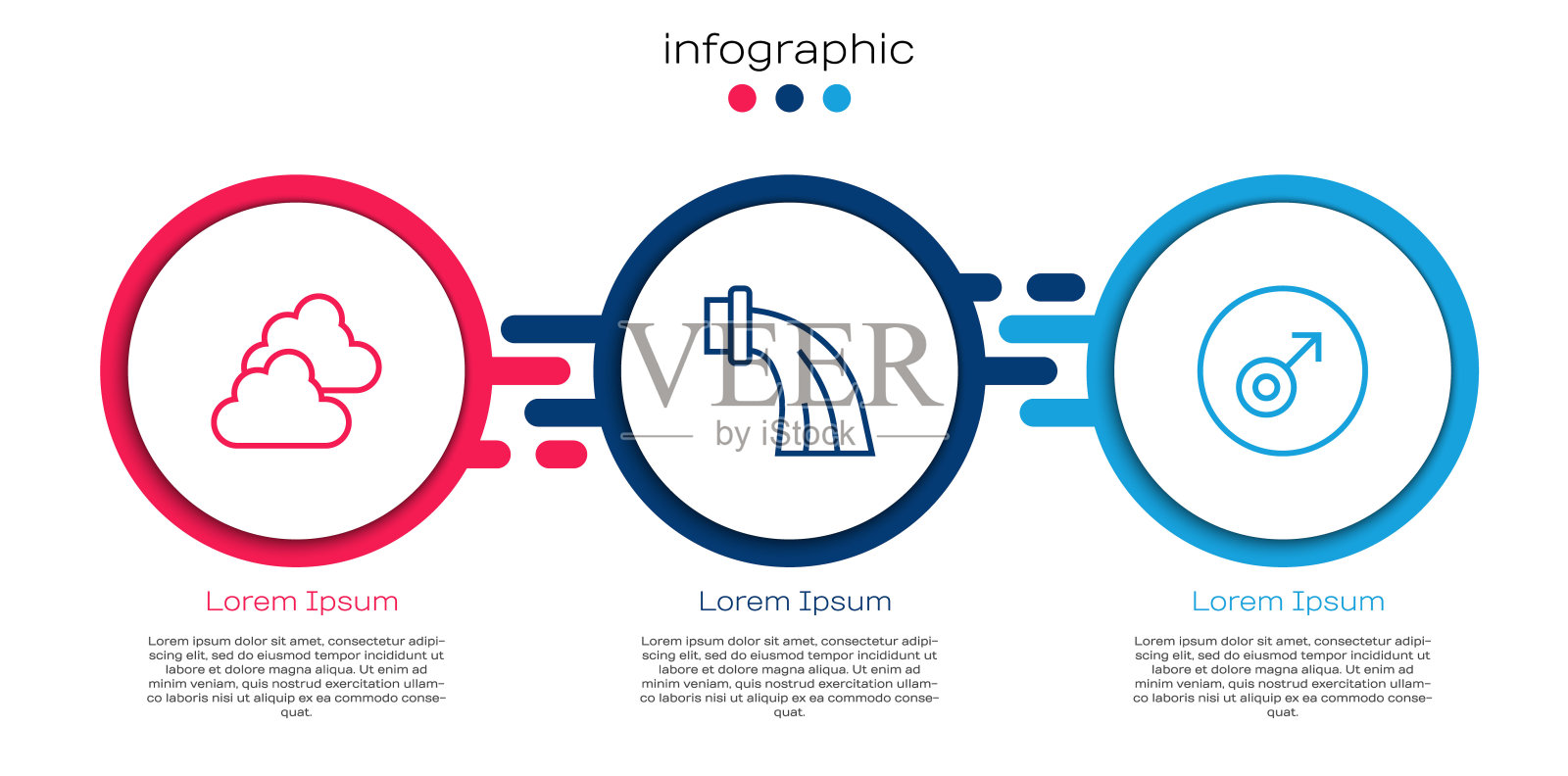 多云天气，水瓶星座和火星的象征。业务信息图表模板。向量插画图片素材