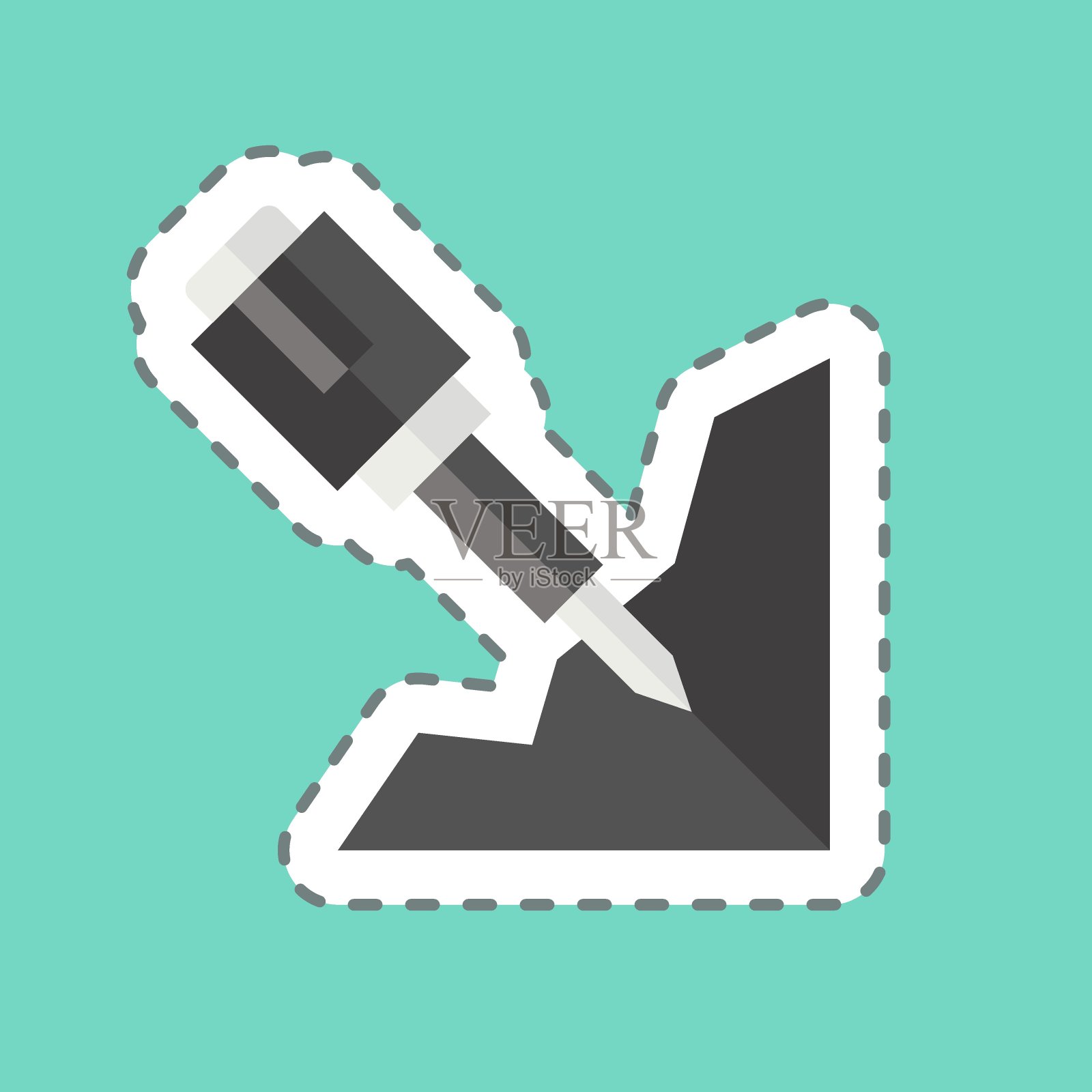 贴纸线切割手提钻。与采矿有关的符号。简单的设计可编辑。简单的说明插画图片素材