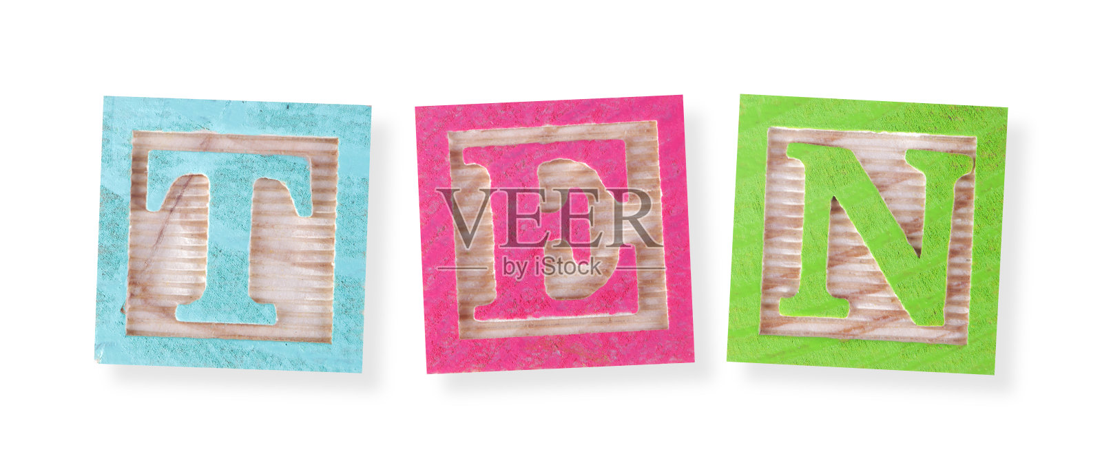 十概念用木块与夹持路径照片摄影图片