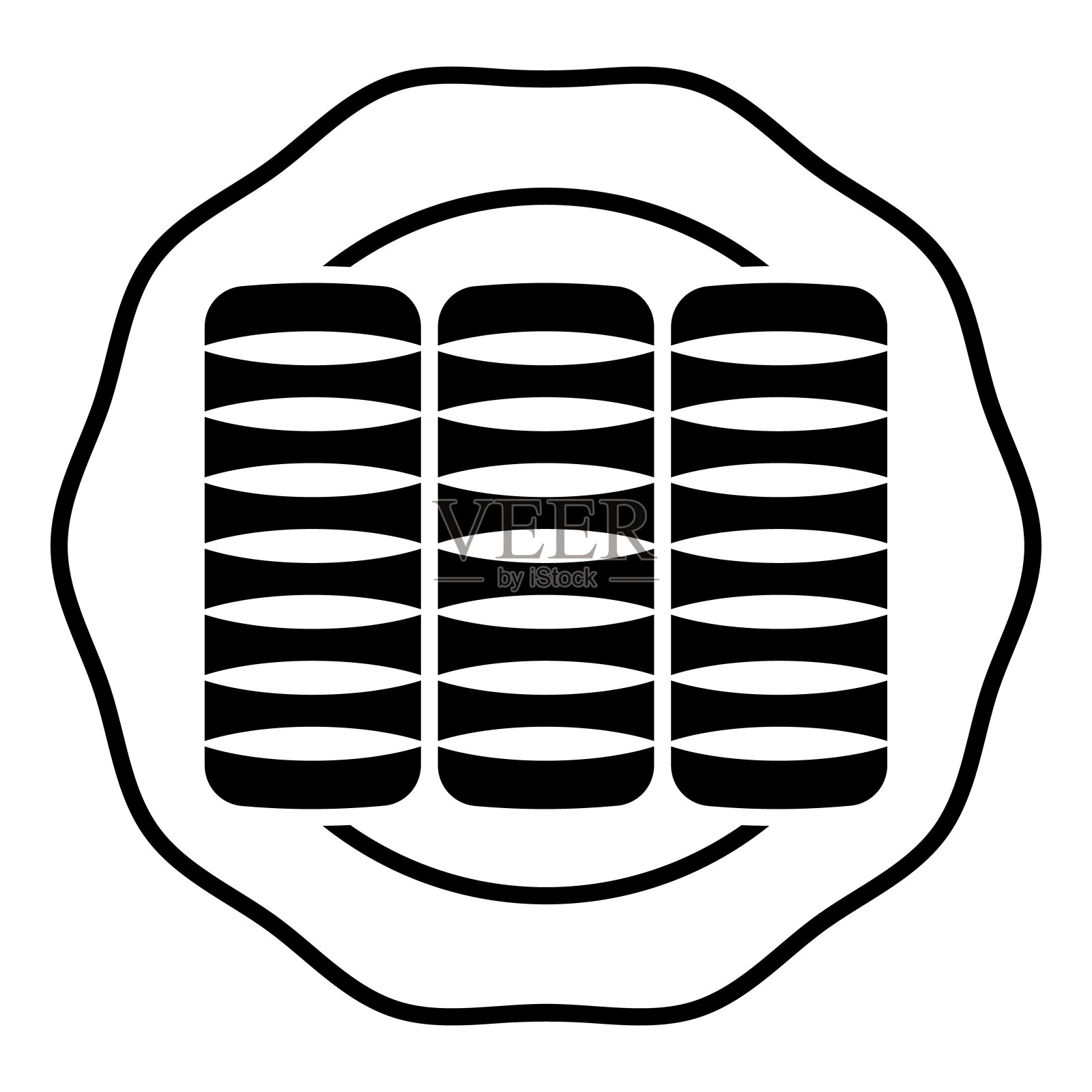 奶油面包固体图标，法国食品的概念，奶油面包矢量标志在白色的背景，奶油卷字形风格的移动概念网页设计。矢量图形。插画图片素材