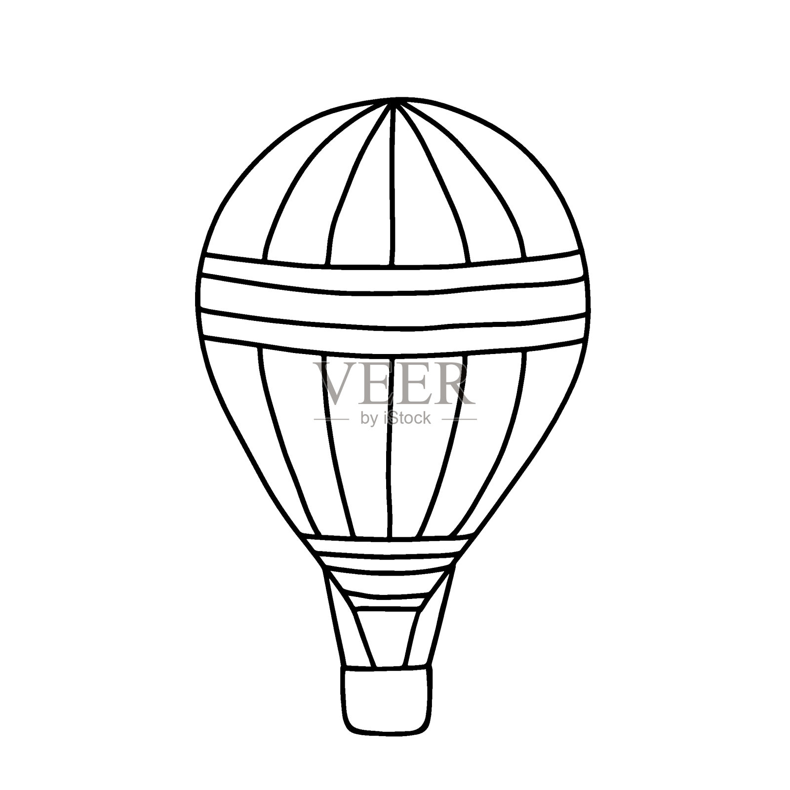 热气球涂鸦线条艺术着色页元素。教材设计元素。插画图片素材