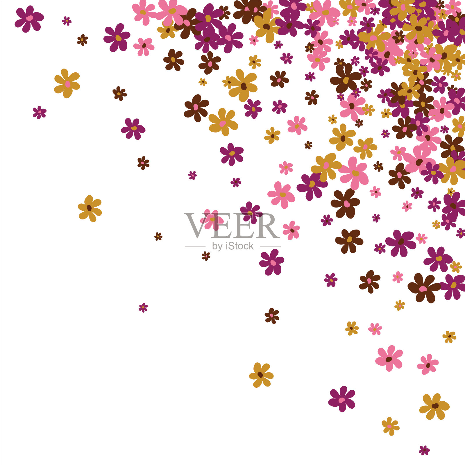 时尚的花架。春天的背景设计，色彩鲜艳的花朵，装饰美丽的花园。放文字的地方。设计明信片，邀请，网页。矢量图插画图片素材