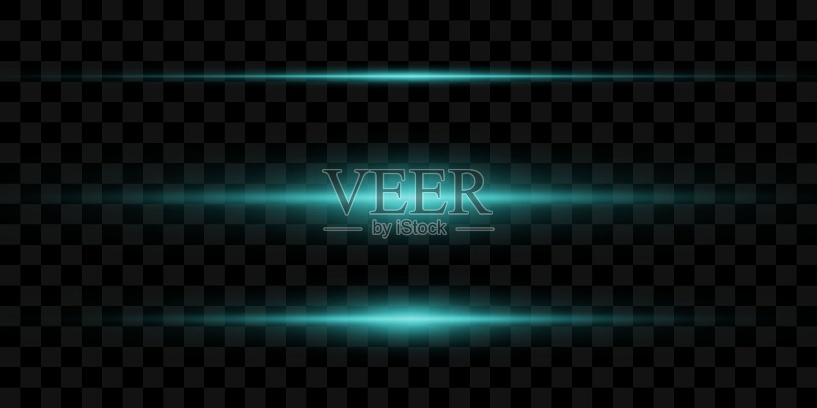 设置水平的发光光线和眩光，霓虹灯线在透明的背景。插画图片素材