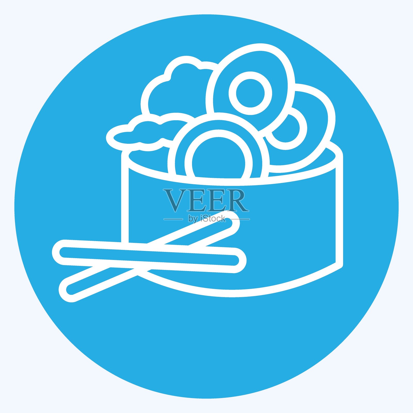 图标沙拉。与早餐符号有关。蓝眼睛的风格。简单的设计可编辑。简单的说明插画图片素材