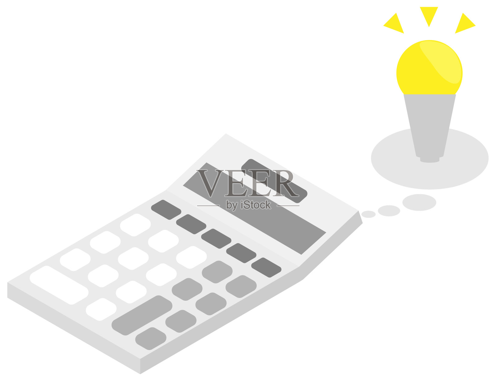 等距计算器和微型灯泡插画图片素材