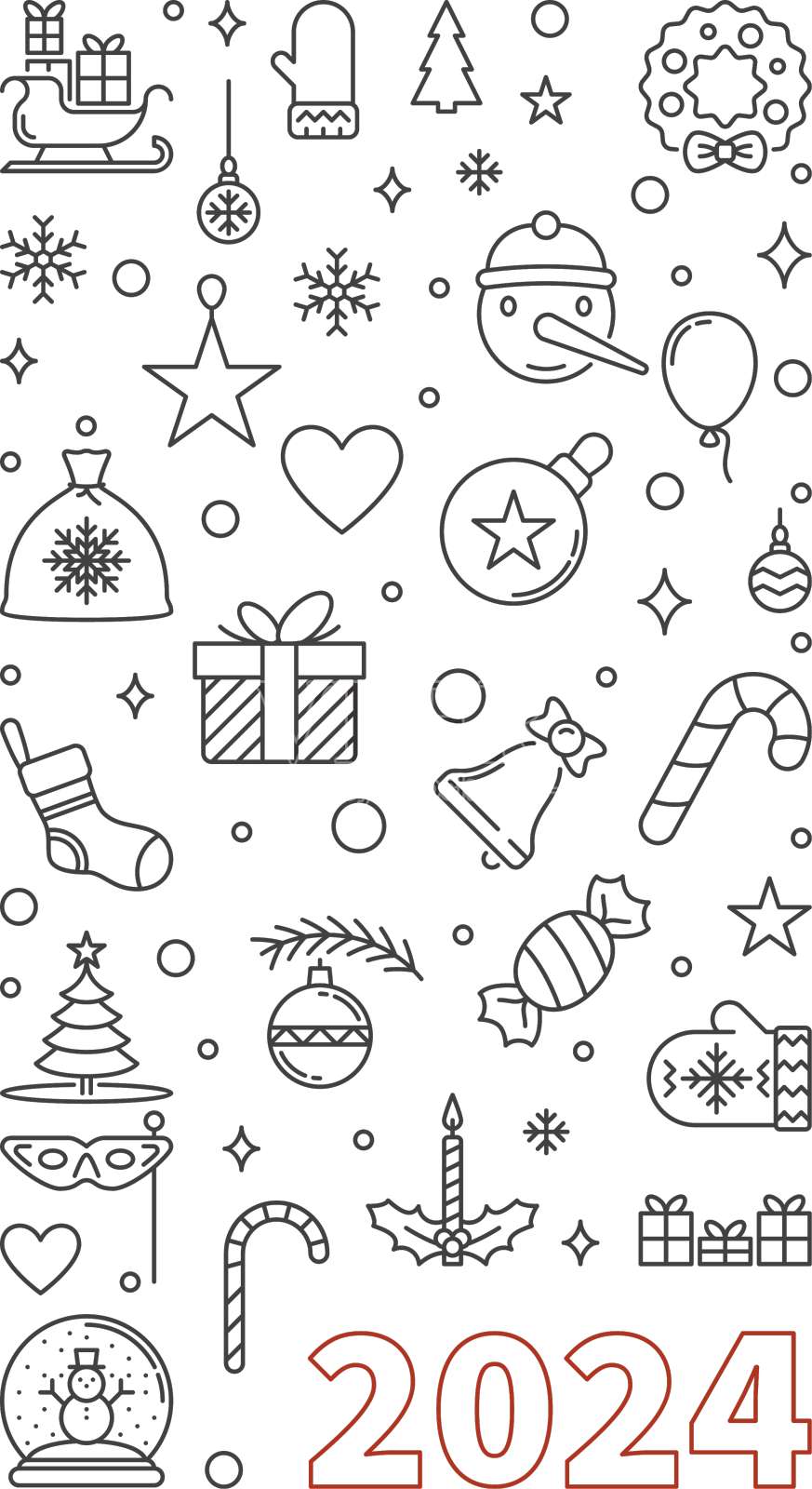 2024年圣诞快乐大纲垂直海报设计元素图片