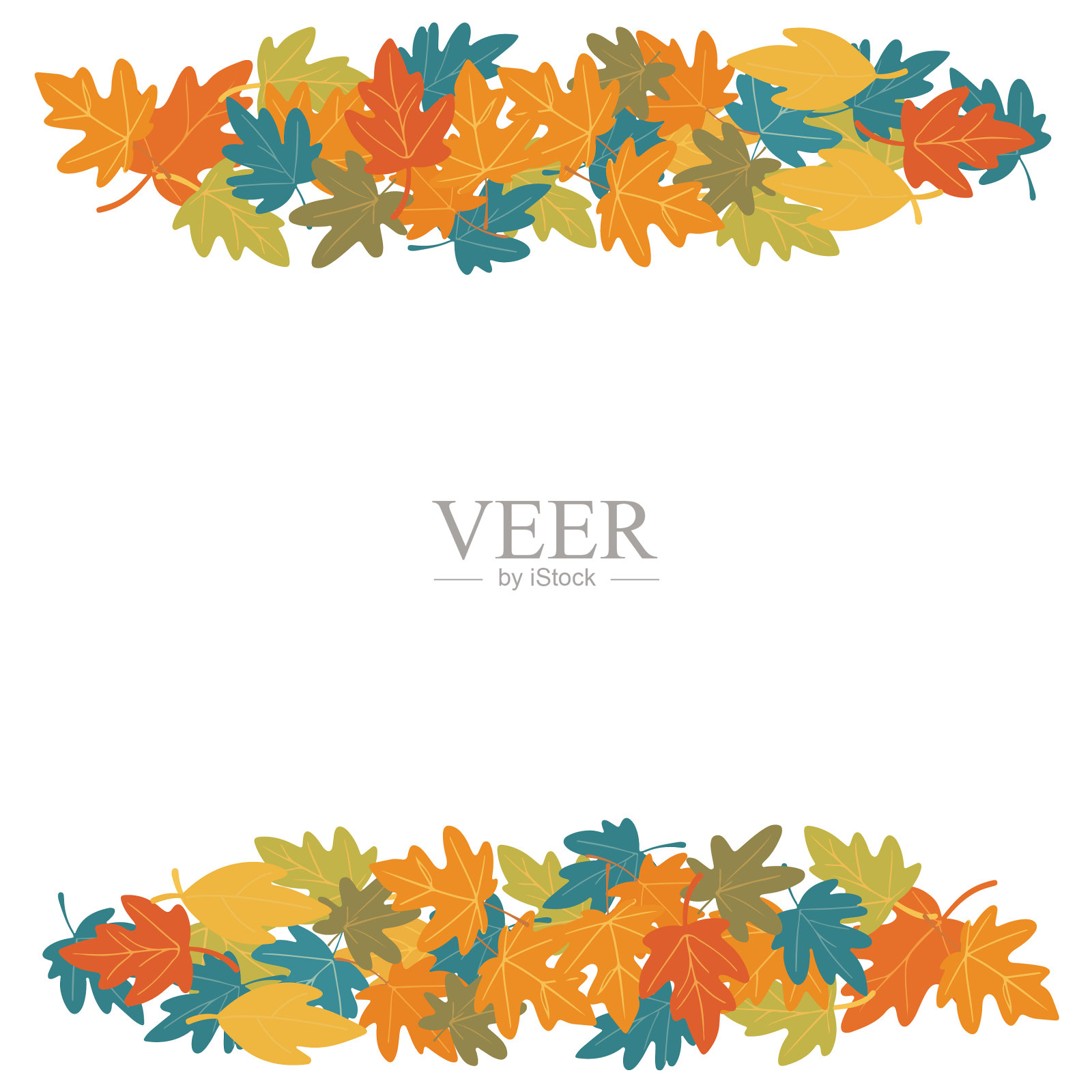 在白色背景上孤立的秋叶插画图片素材