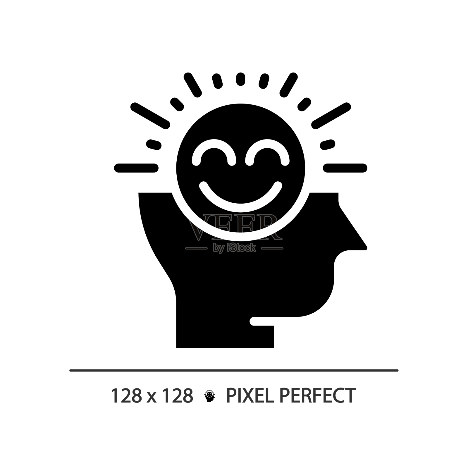 2d黑色字形风格的积极思考图标设计元素图片