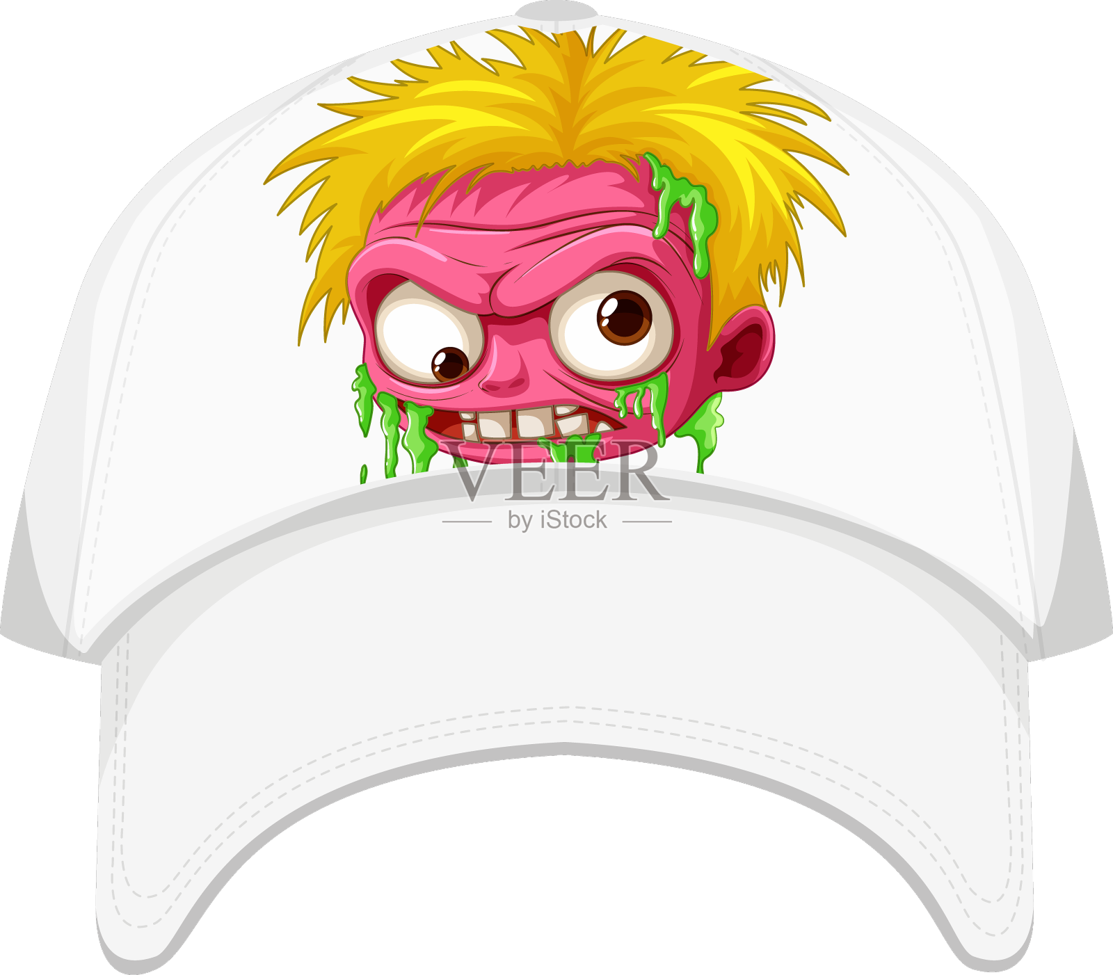 僵尸卡通人物在帽子上放映设计元素图片