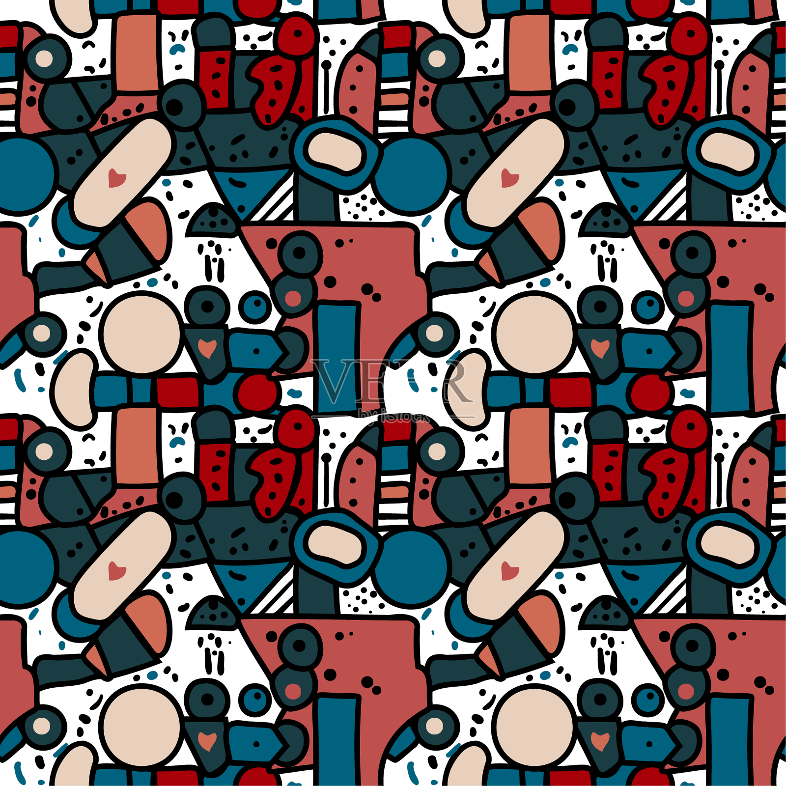 一组具有几何形状的无缝图案设计元素图片