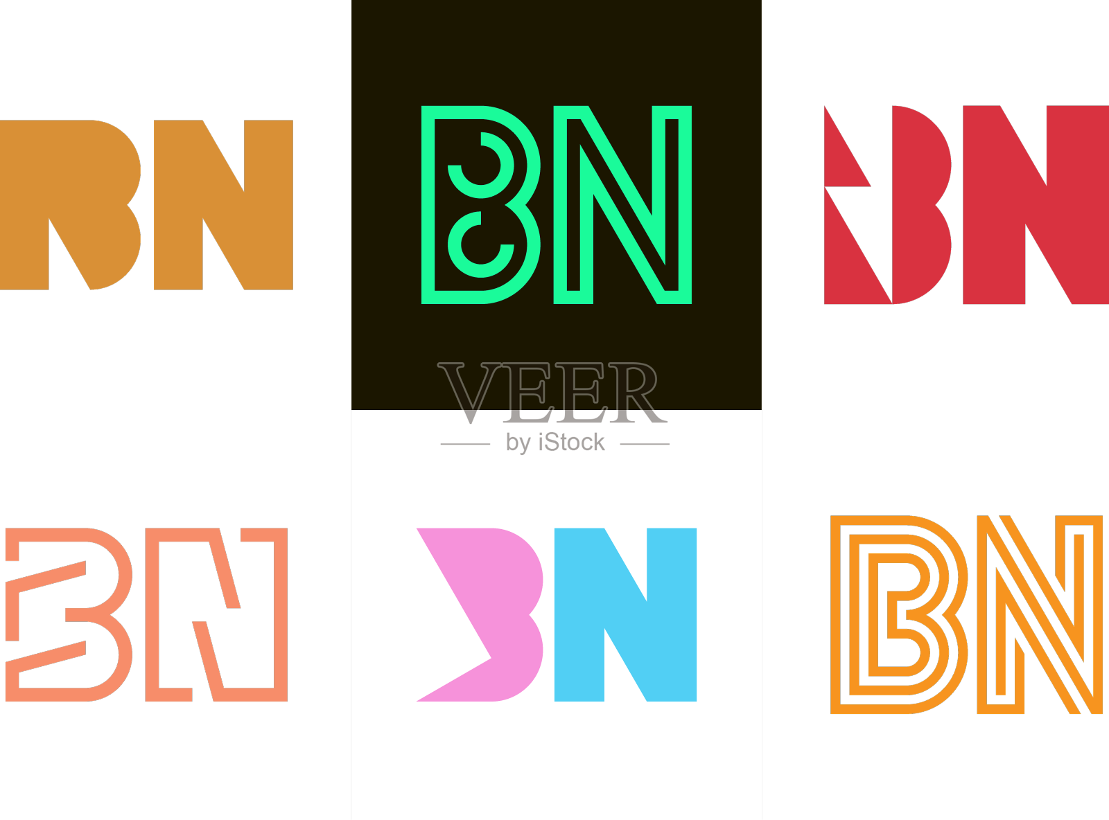 一套字母bn徽标设计元素图片