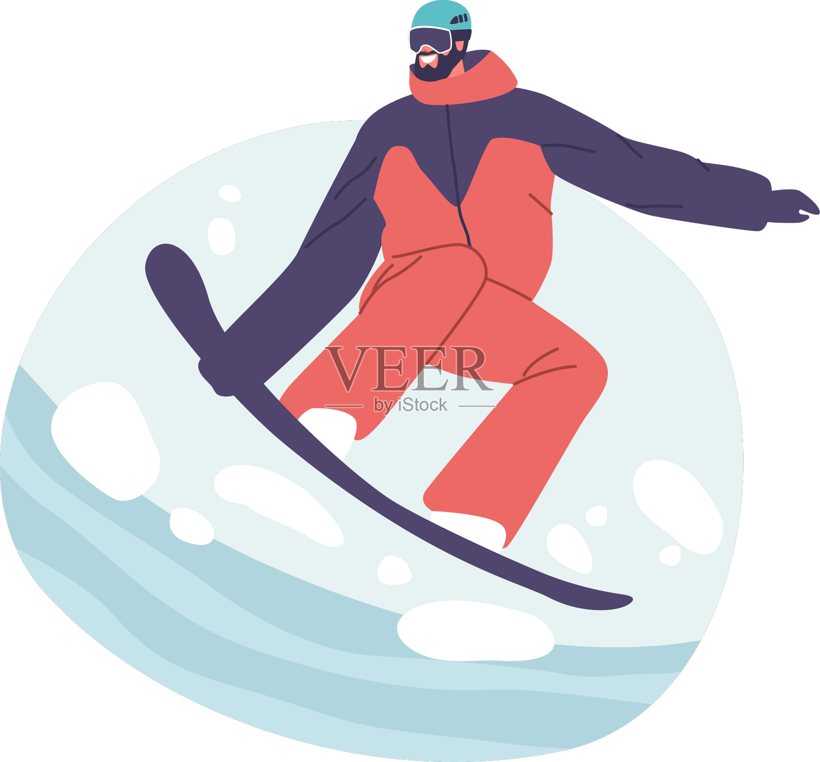 在山上进行的冬季滑雪运动设计元素图片