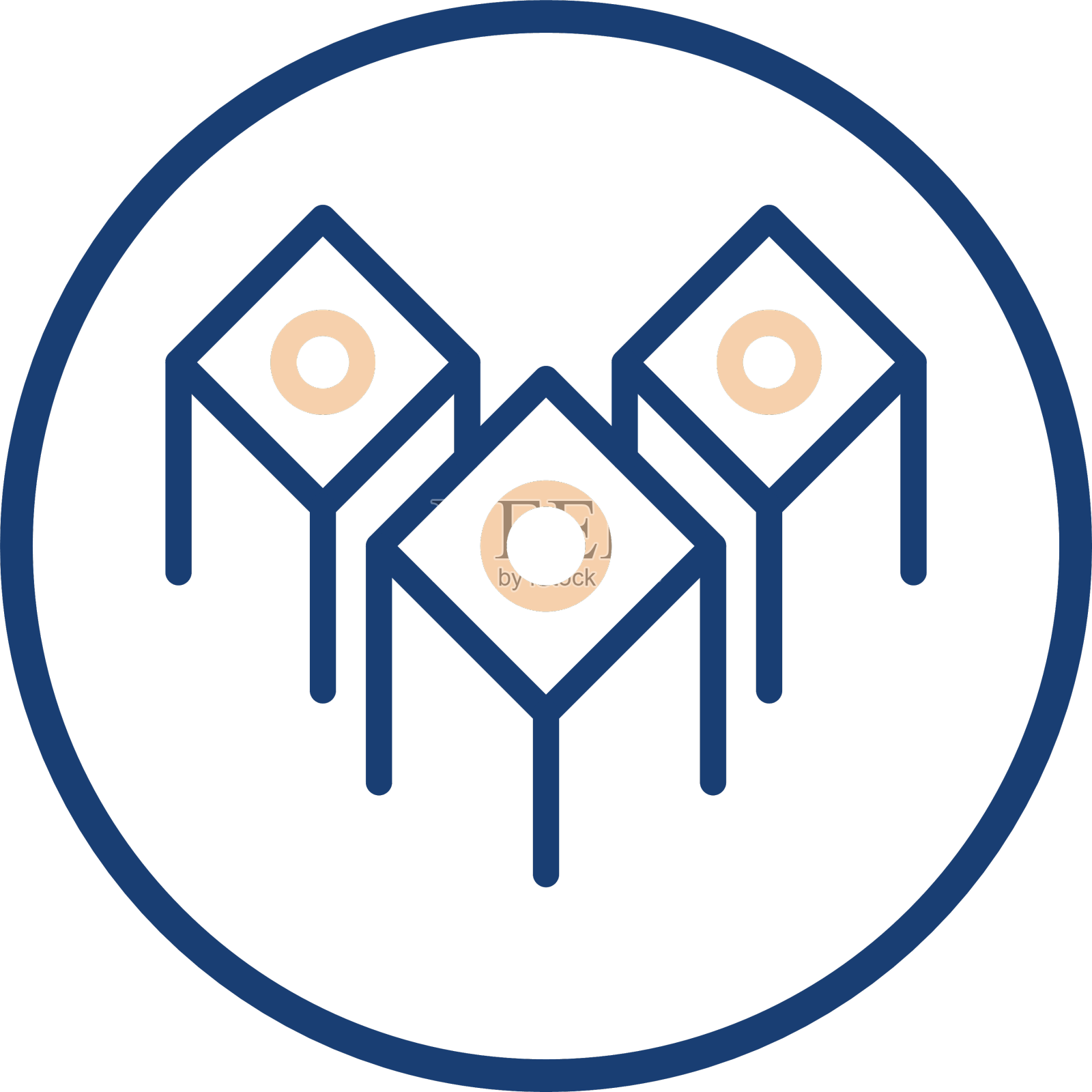 装饰图标线条呈圆米色，呈蓝色设计元素图片