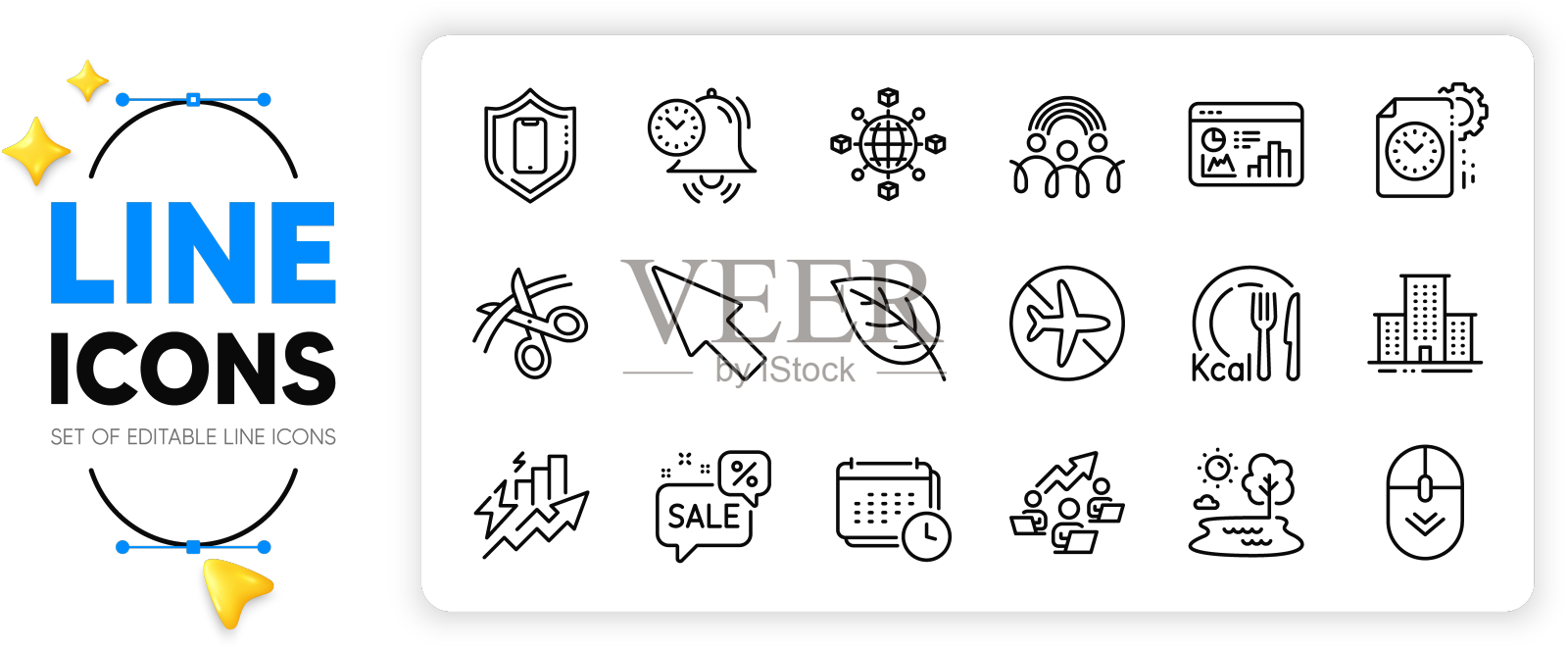 卡路里seo统计和折扣气泡线设计元素图片