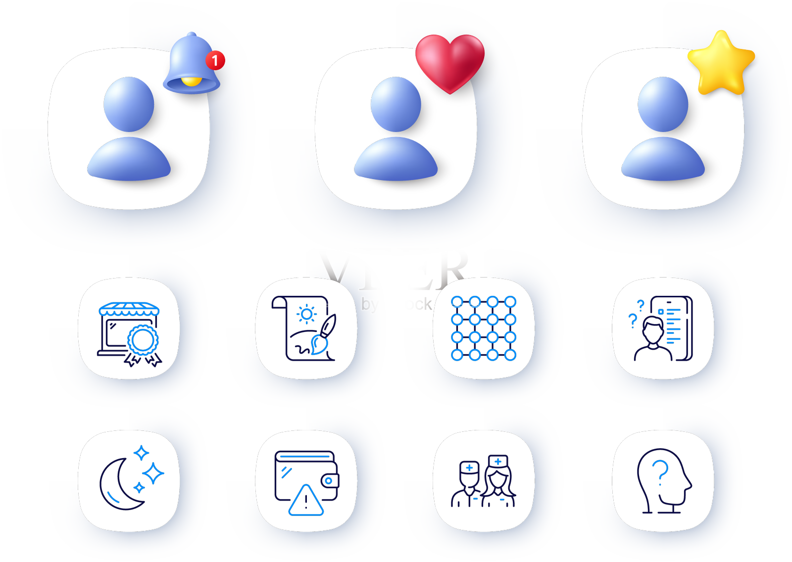 钱包创意画和心理线设计元素图片