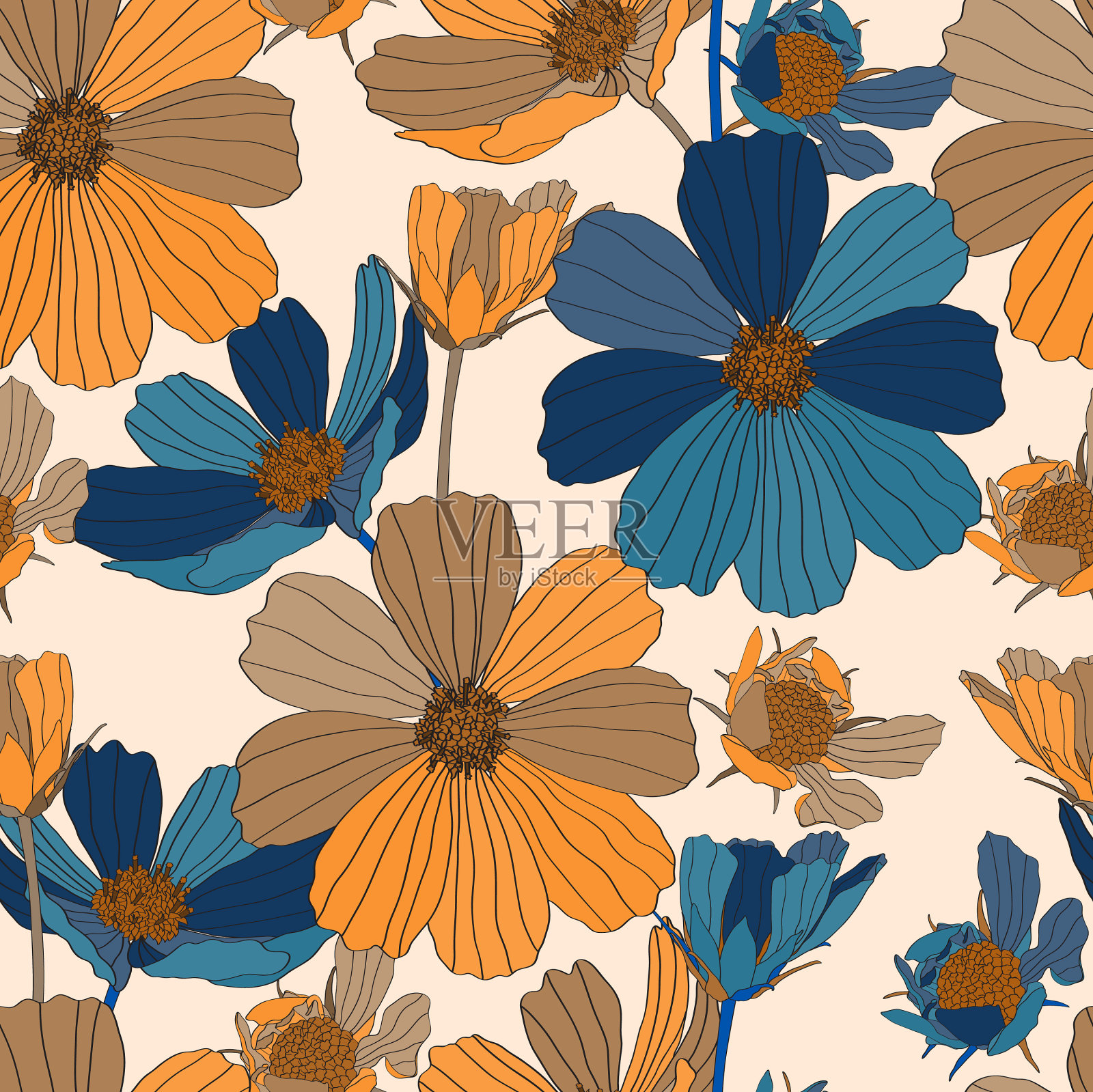 宇宙花无缝花纹插画图片素材