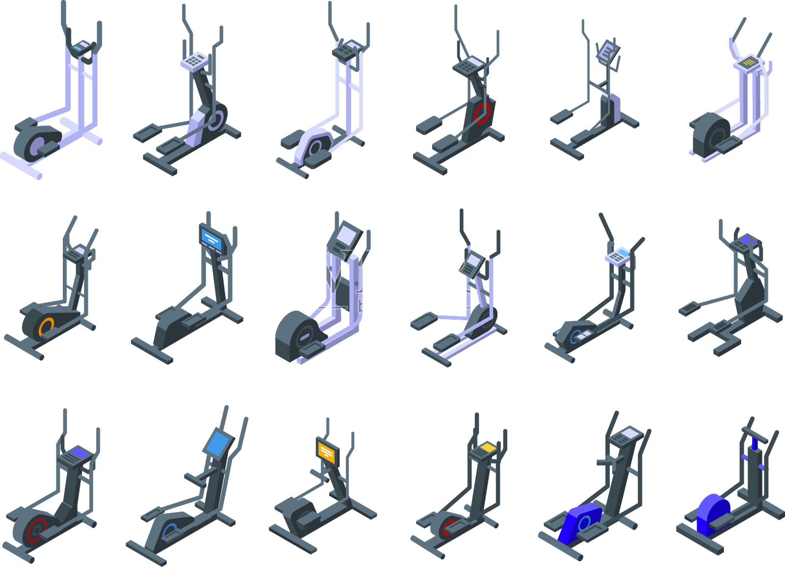 椭圆机图标设置等距设计元素图片