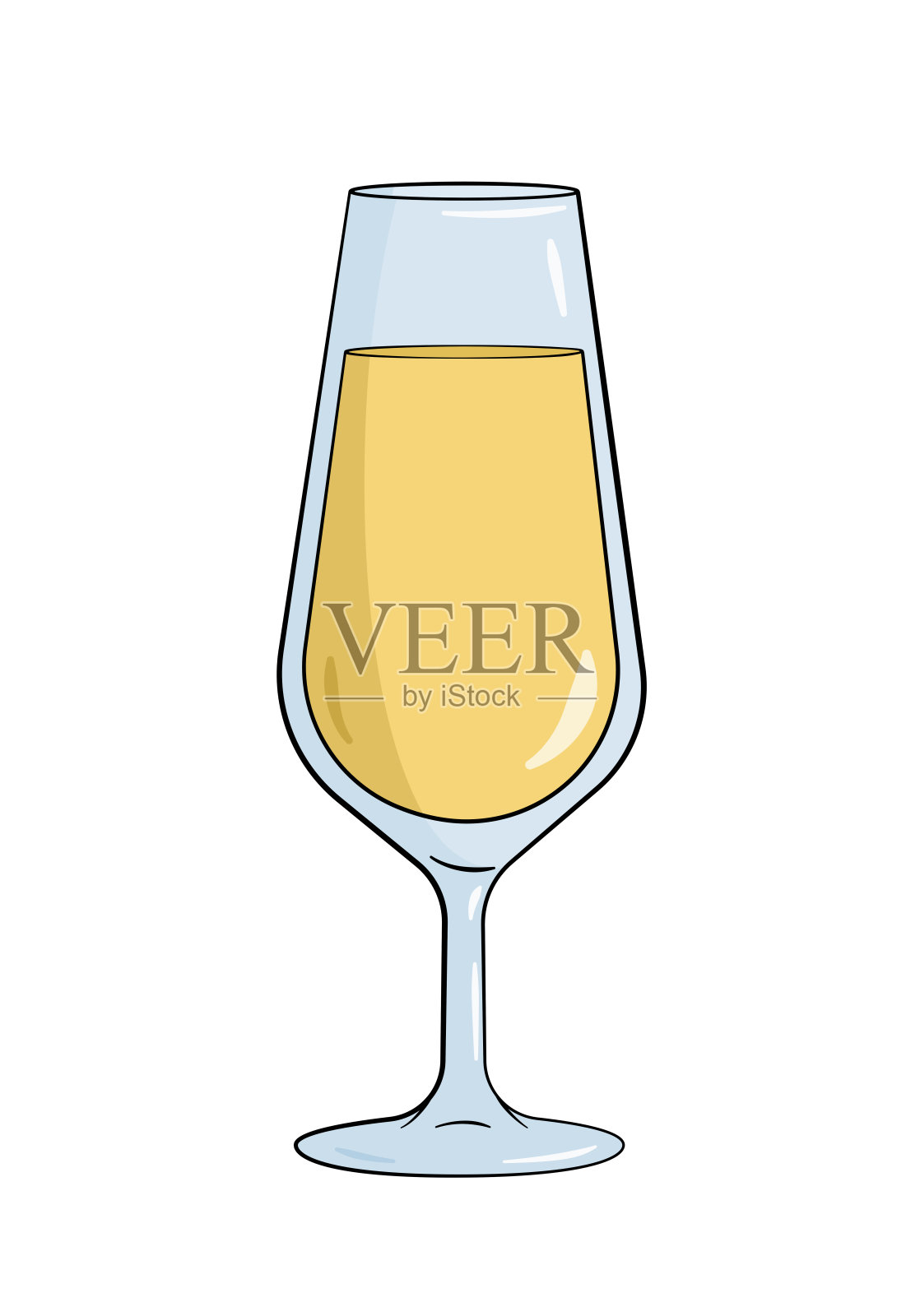 装满香槟的酒杯插画图片素材