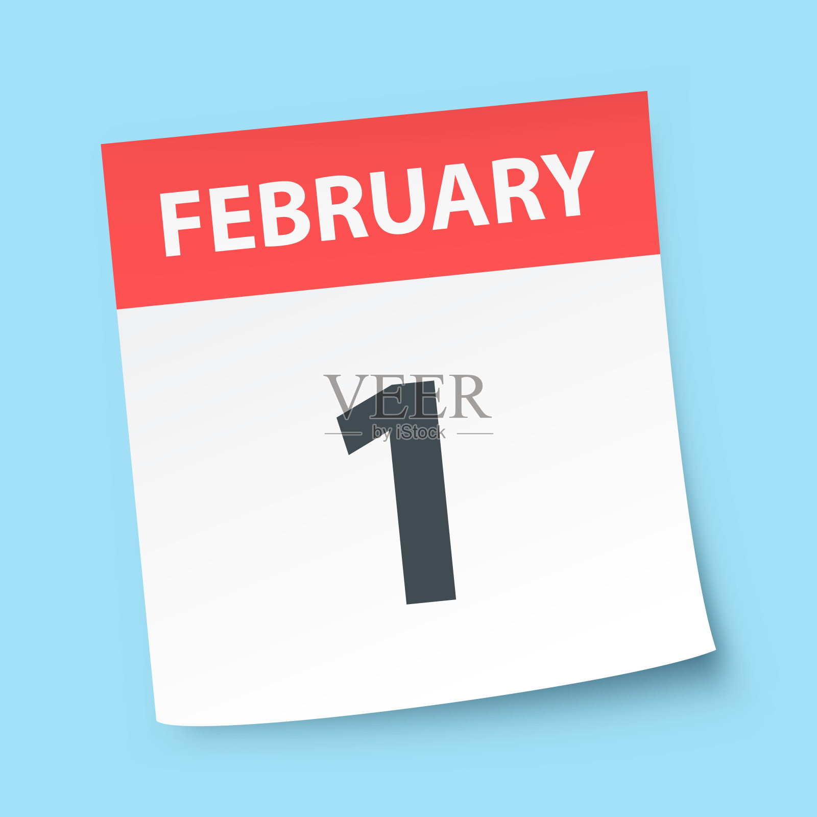 2月1日-蓝色背景的每日日历插画图片素材