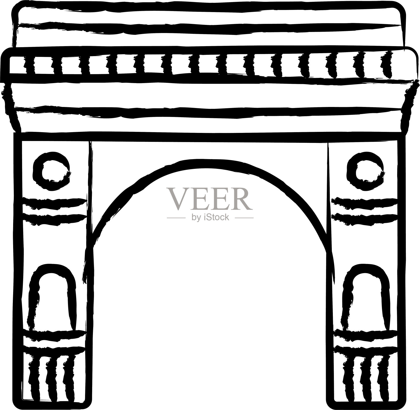 印度门手绘矢量插图插画图片素材