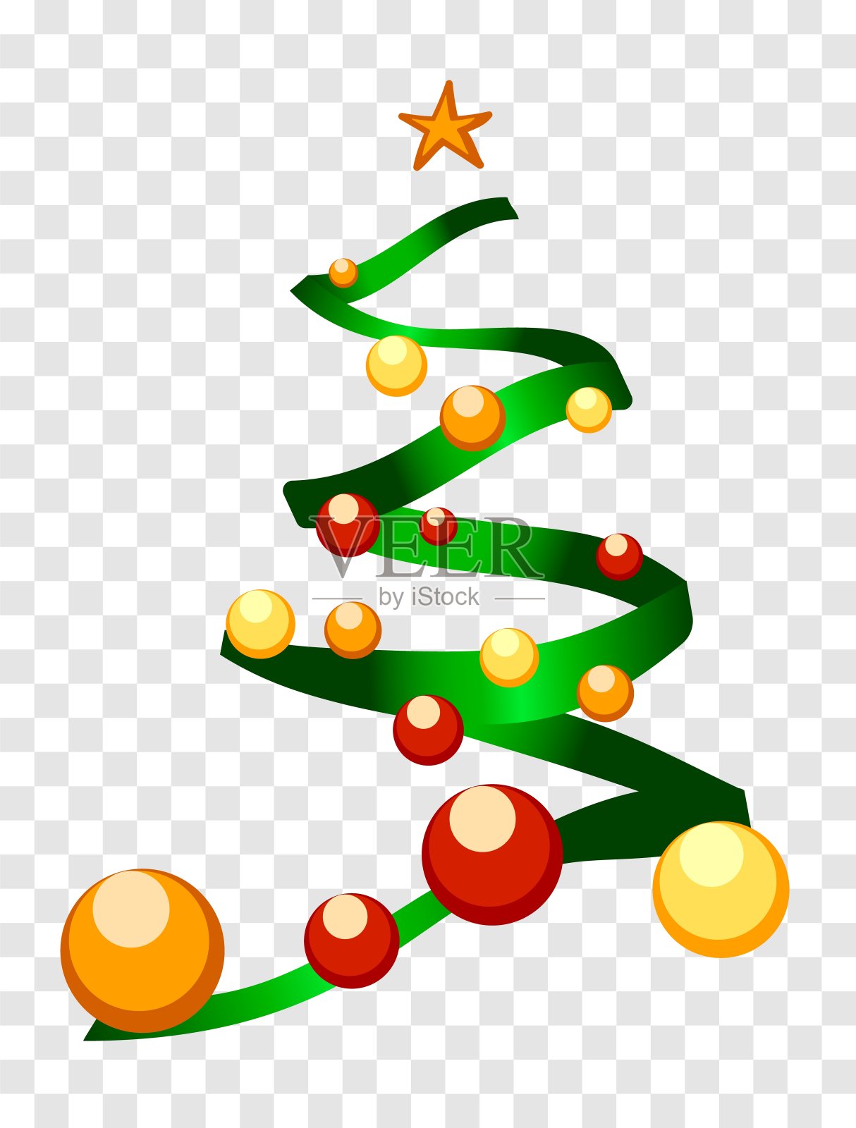 抽象彩带圣诞树。透明背景。矢量图EPS10插画图片素材