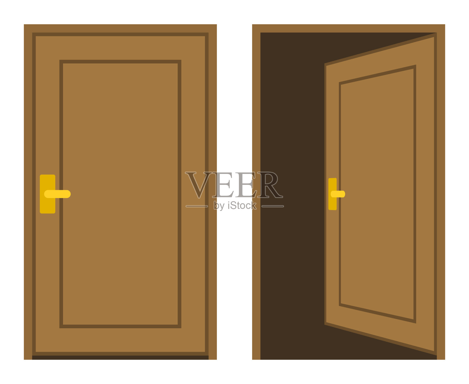关闭和开放的门隔离矢量插图插画图片素材