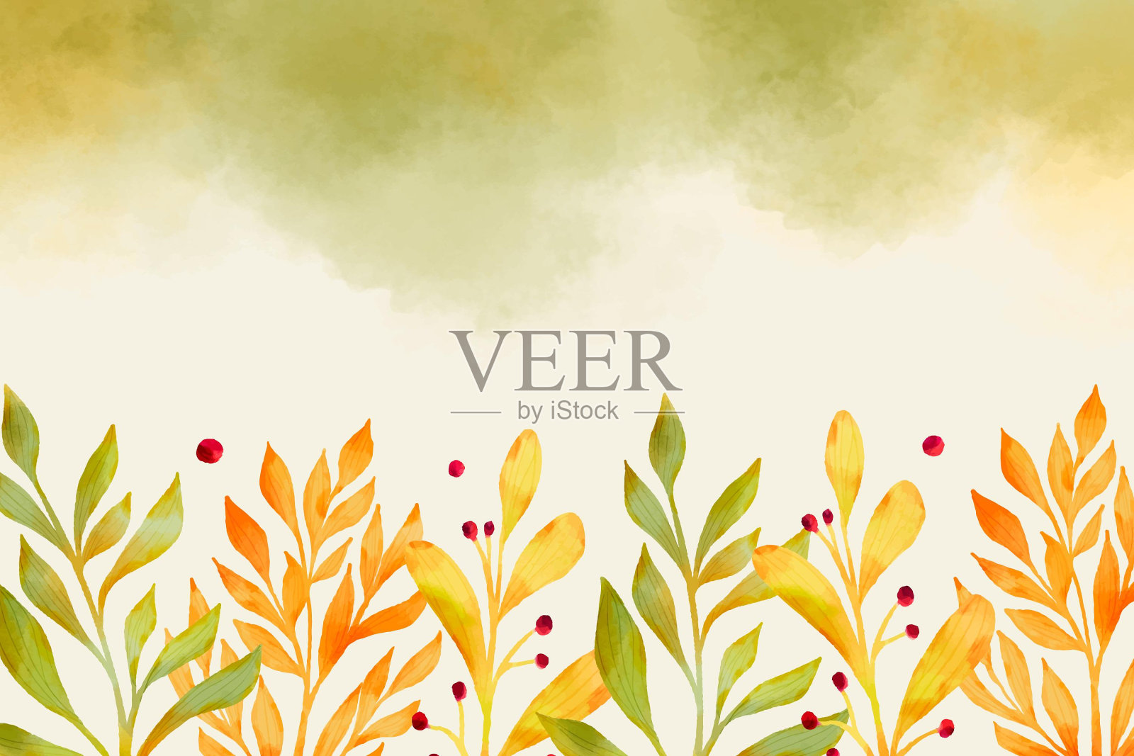 水彩秋天背景插画图片素材