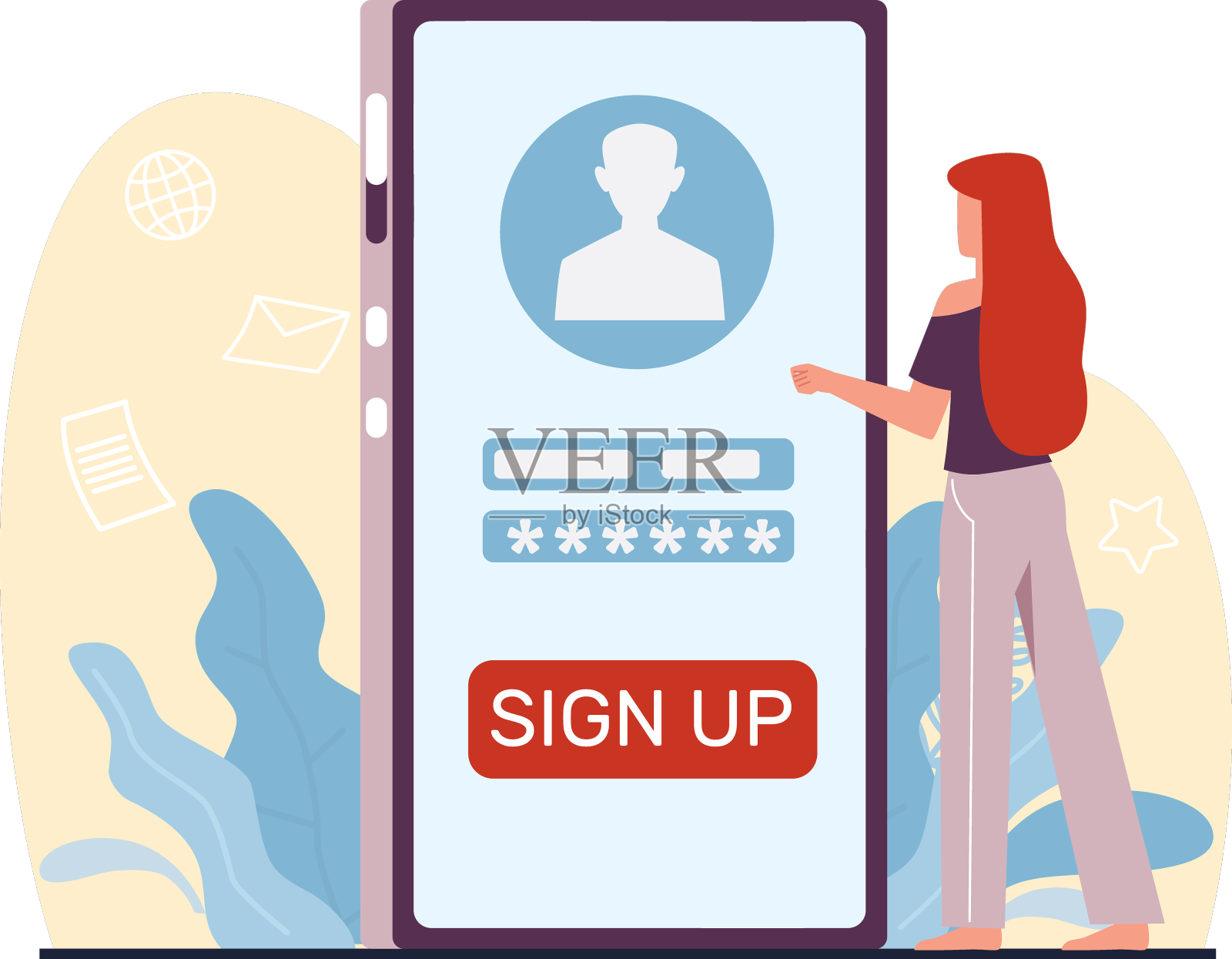 在网上注册的年轻女孩设计元素图片