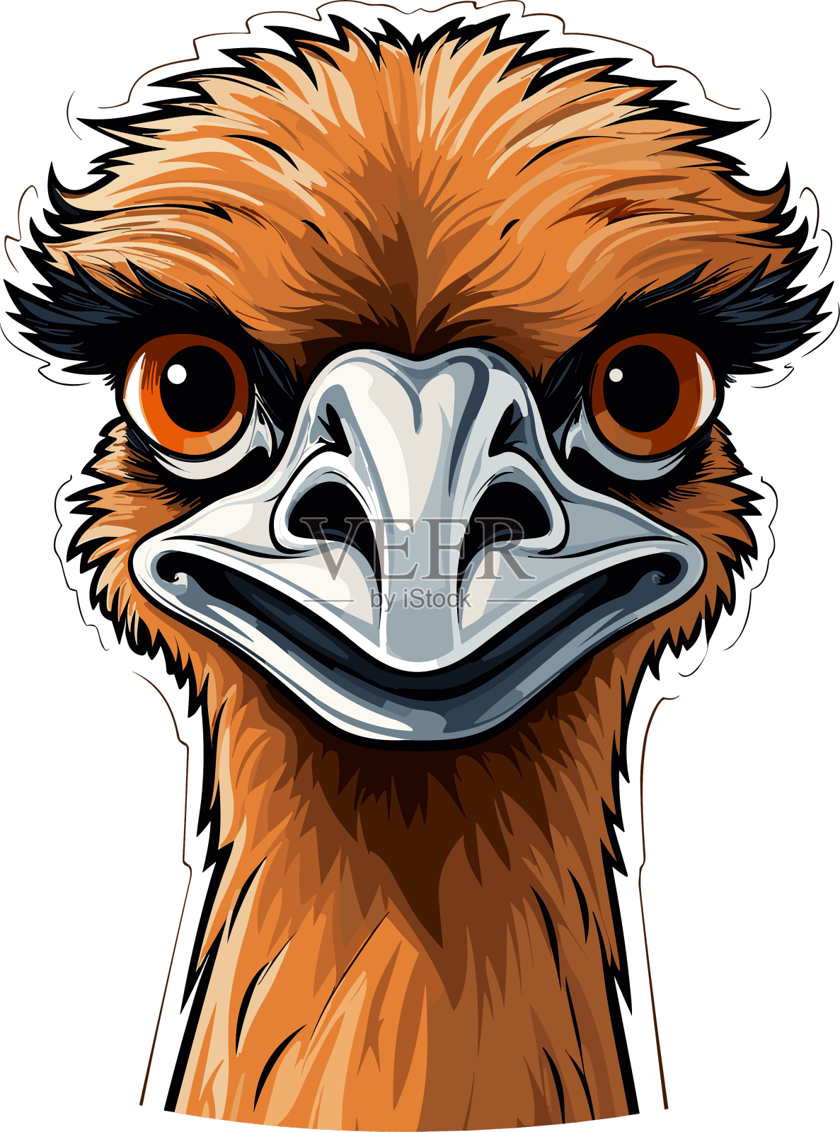 鸵鸟手绘的鸵鸟漫画可爱的涂鸦设计元素图片