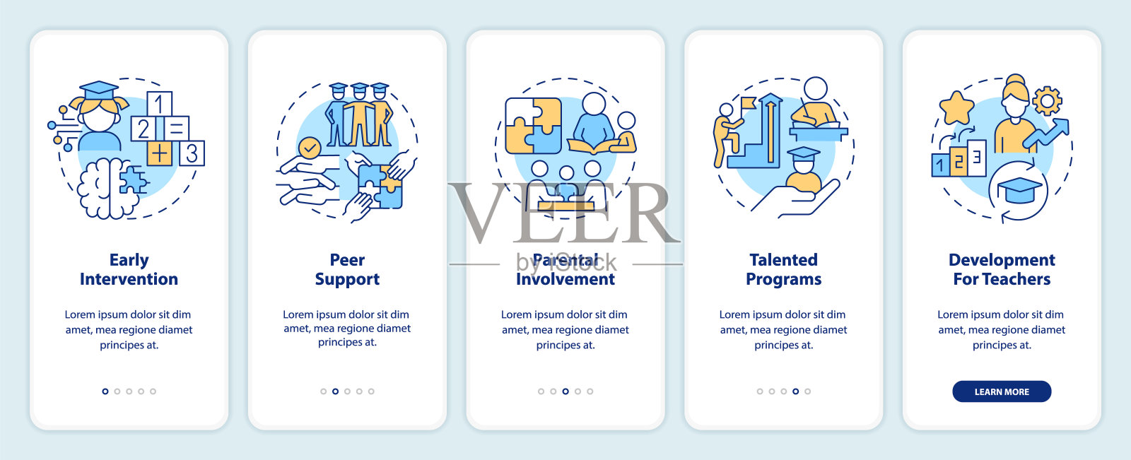 演练学习理论与多色图标插画图片素材