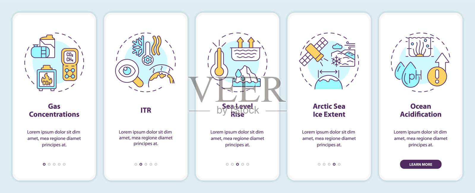 演练气候指标与多色线性图标插画图片素材