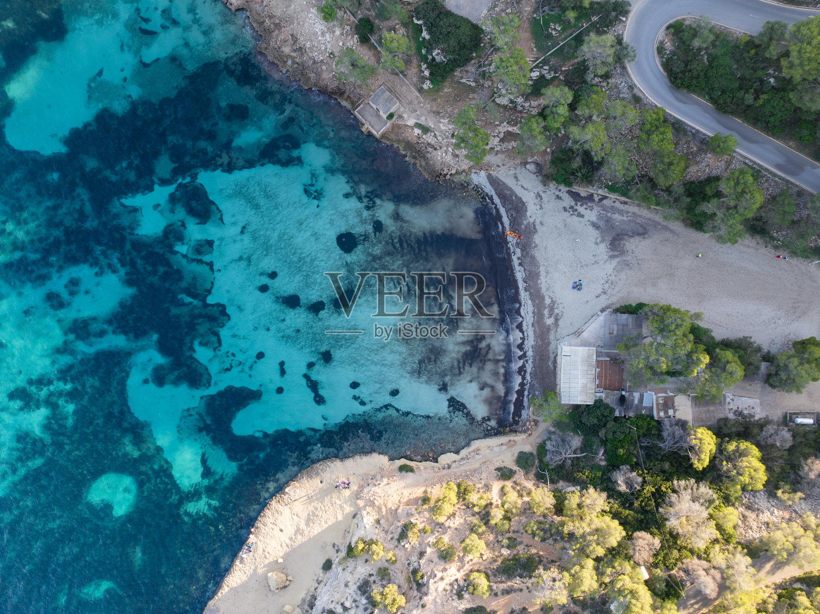 西班牙巴利阿里群岛马略卡岛最佳海滩的无人机视图照片摄影图片