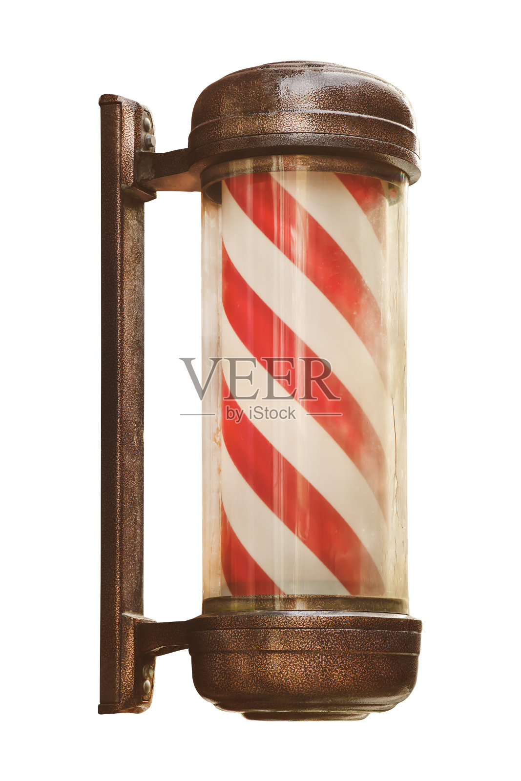 风化的老式理发店杆子照片摄影图片