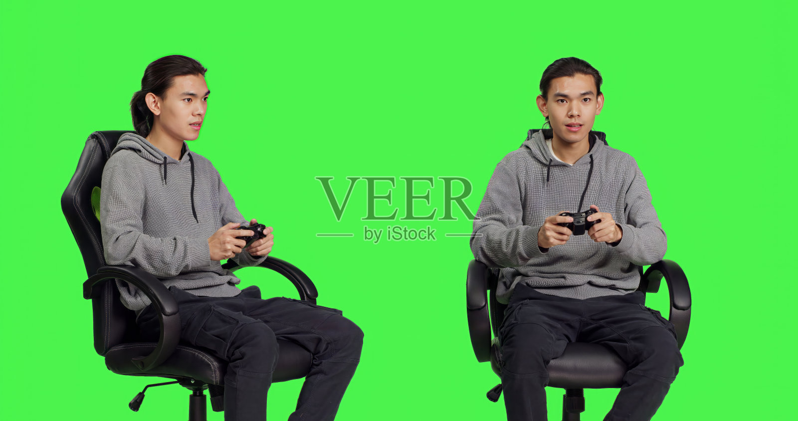 玩电子游戏的亚洲人照片摄影图片