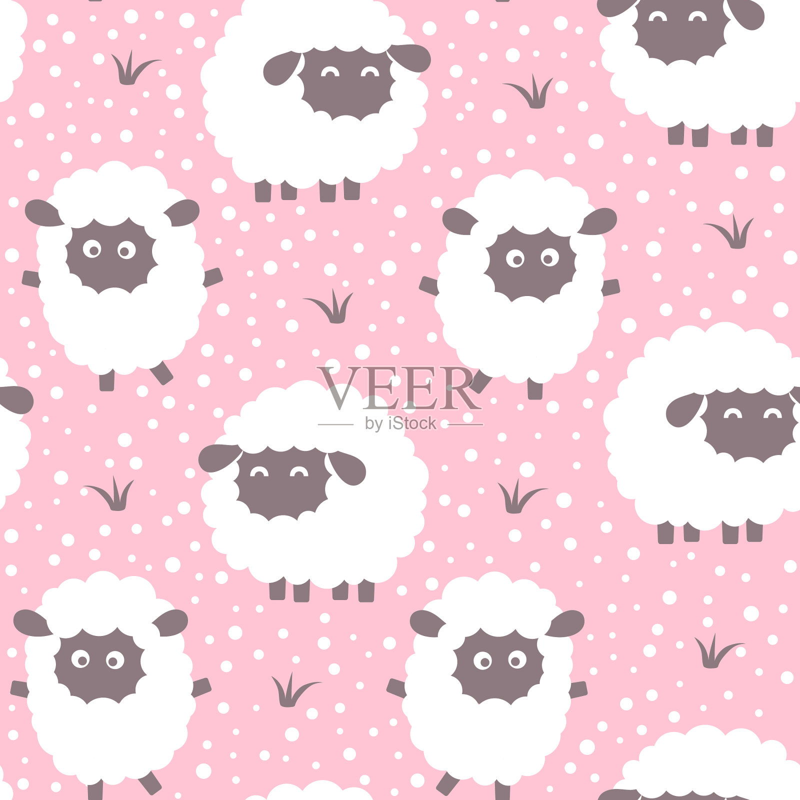 卡通羊无缝图案插画图片素材