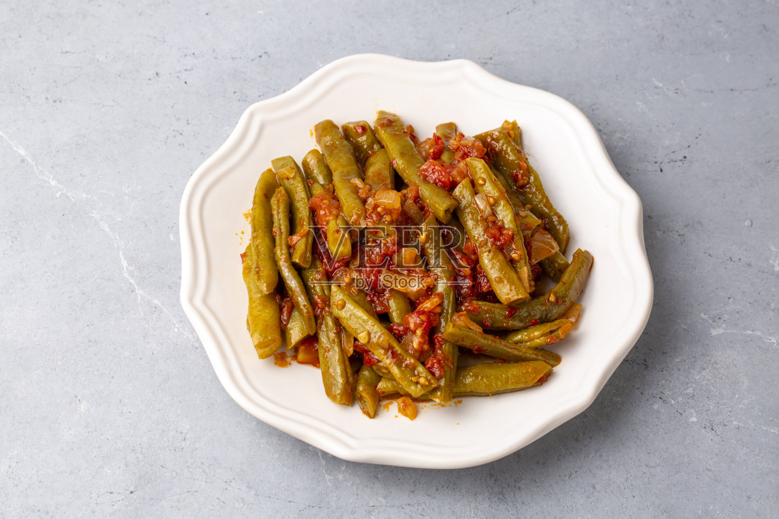 传统美味的土耳其美食;四季豆配橄榄油;土耳其的名字;Zeytinyagli taze fasulye照片摄影图片