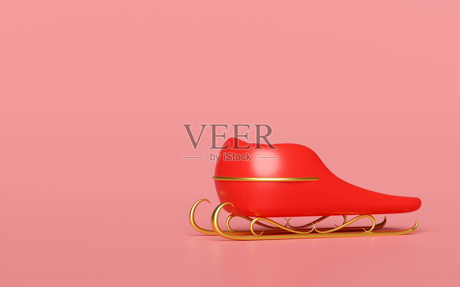 3d圣诞雪橇为圣诞老人孤立在粉红色的背景。圣诞快乐，新年快乐，3d渲染插图照片摄影图片