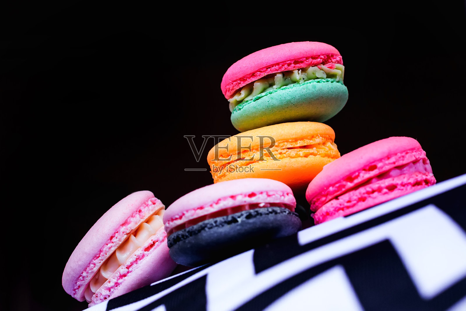 彩色奶油杏仁饼照片摄影图片