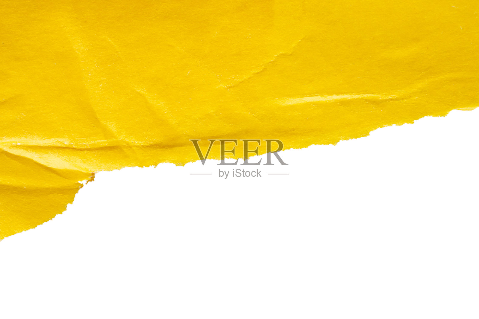 黄色的破纸撕裂的边缘条孤立在白色的背景照片摄影图片