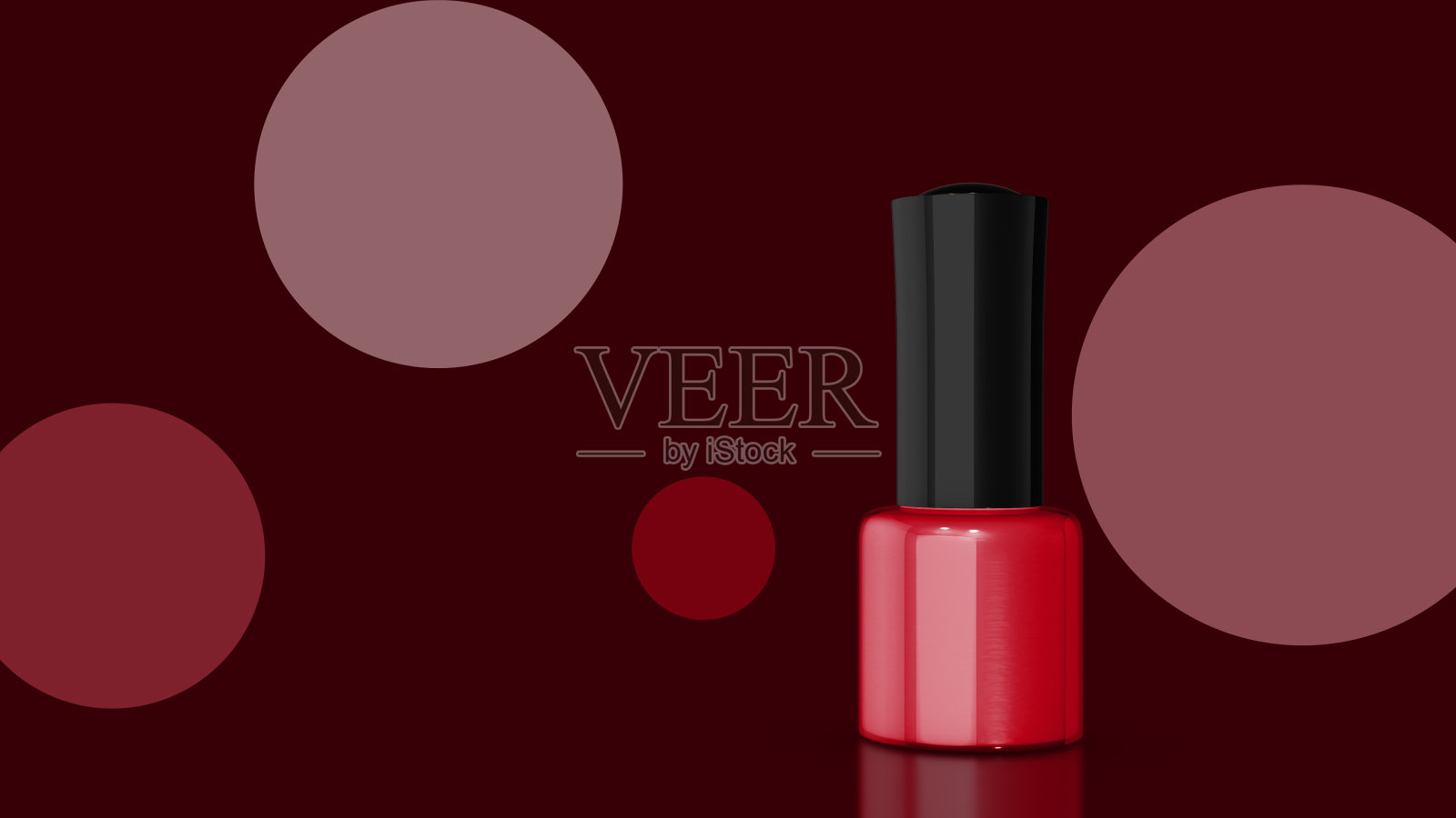 红色指甲油瓶在球体背景下照片摄影图片