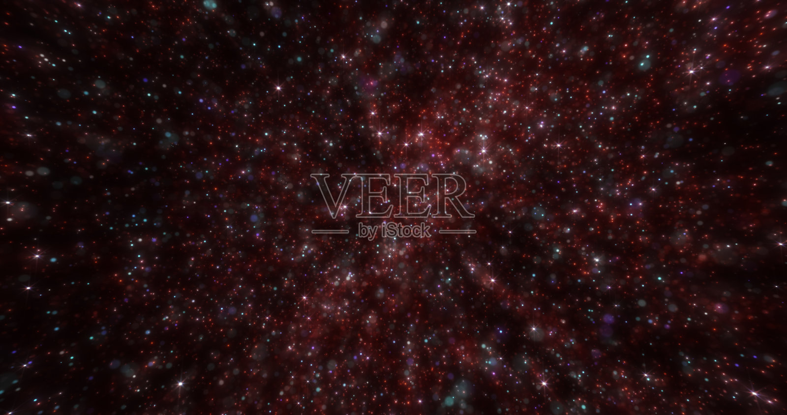 抽象的红色背景小圆散景颗粒，美丽的节日雪花，神奇的雪，充满活力的明亮发光的宇宙恒星照片摄影图片