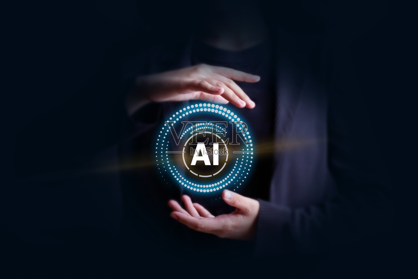 聊天机器人与人工智能聊天。人类使用人工智能技术智能机器人AI，人工智能通过输入命令提示符来生成一些东西，未来科技照片摄影图片