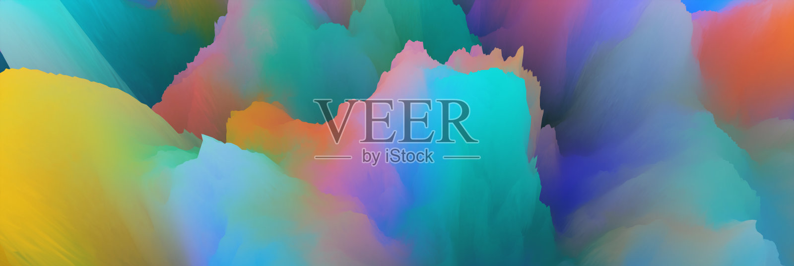 神奇的世界。色彩抽象的奇幻背景，超现实的梦幻风景。三维演示照片摄影图片