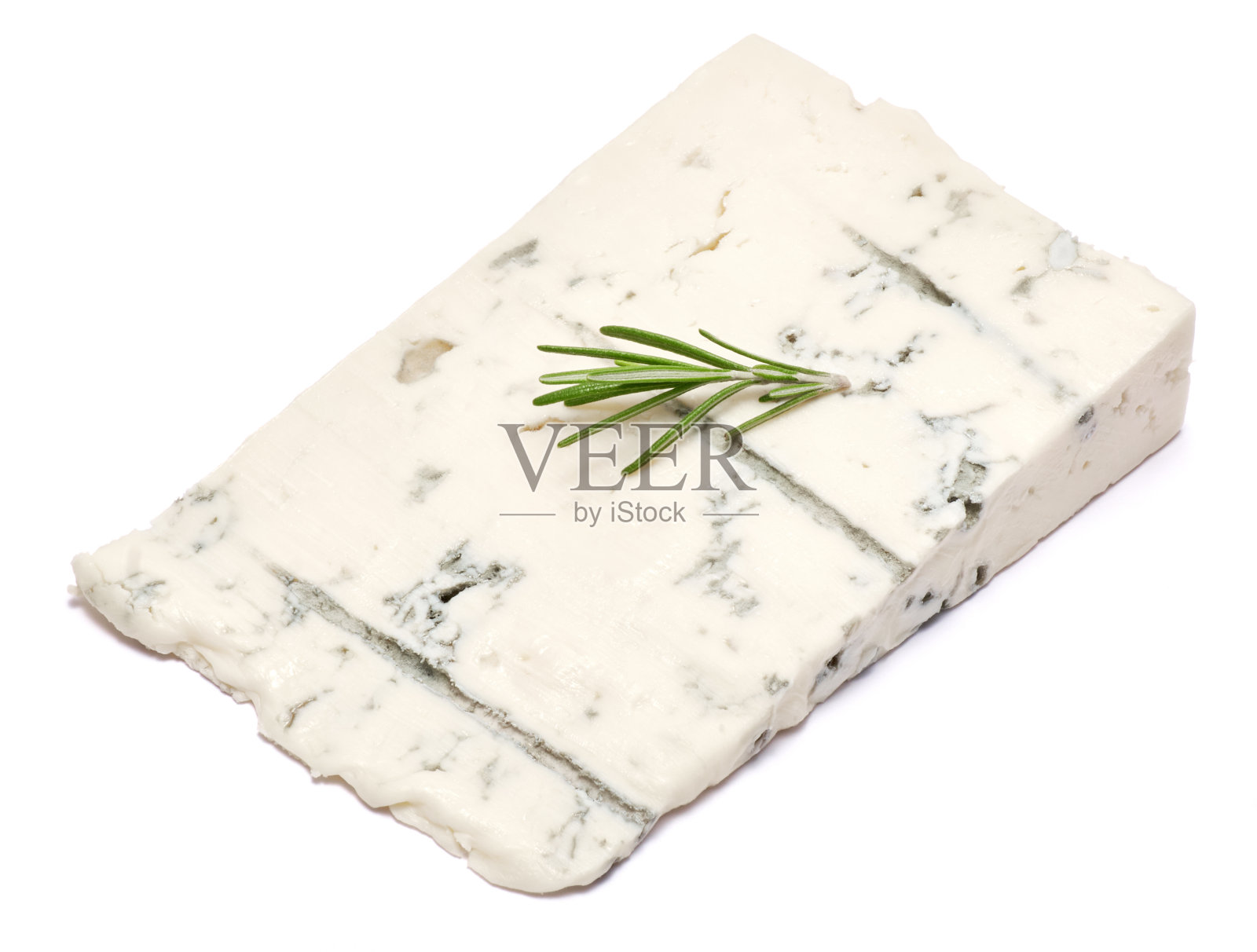 著名的意大利传统戈尔根佐拉蓝纹奶酪，白色背景照片摄影图片