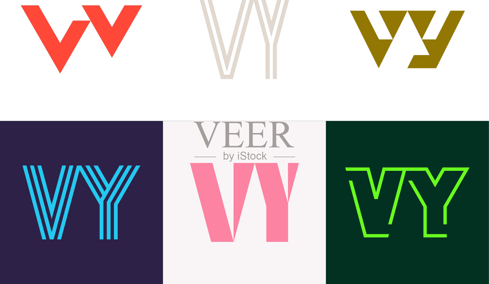 一套字母vy徽标设计元素图片