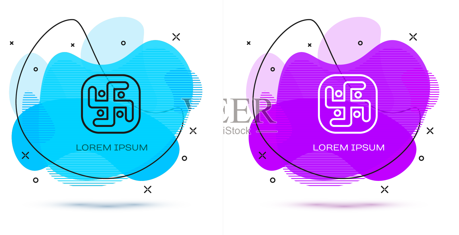 线耆那教图标孤立在白色背景设计元素图片