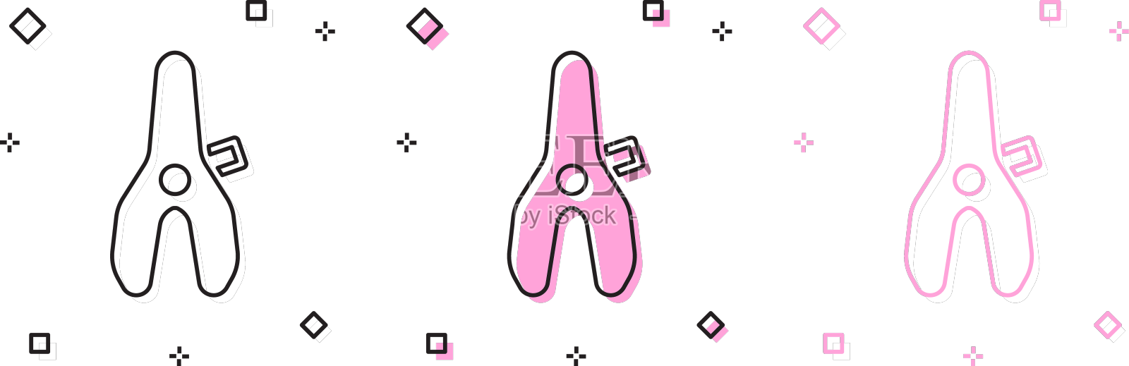 设置自行车座位图标隔离在粉红色和白色设计元素图片